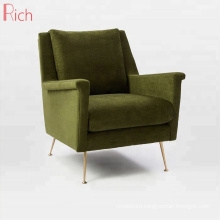 Modern Home Furniture Stainless Steel Armchair Green Velvet Single Couch
